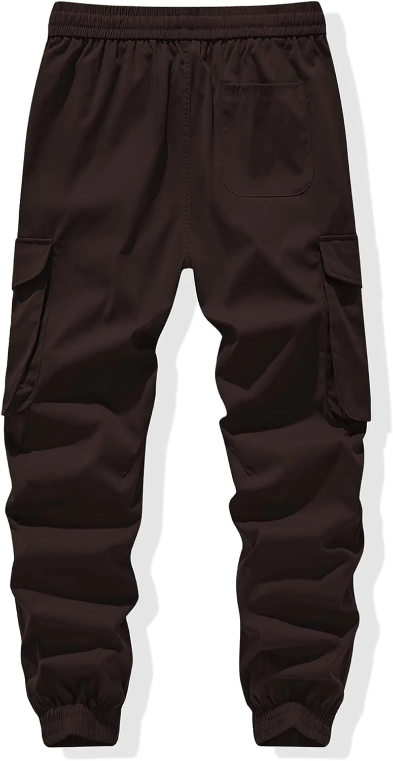 JMIERR Men's Casual Cargo Joggers Pants Stretch Elastic Waist Drawstring Tapered Sweatpants with Pockets