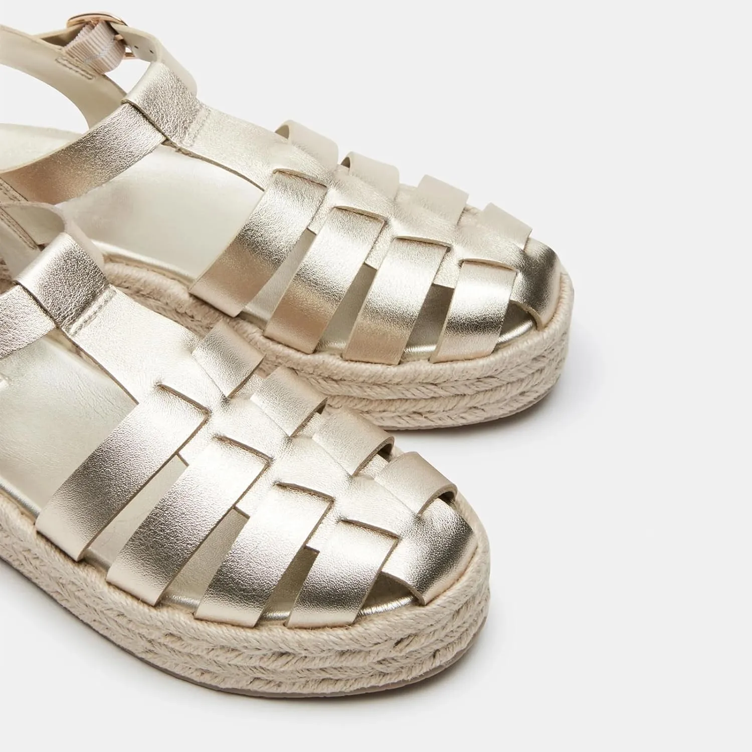 JORISTIMO Raffia Fisherman Sandals for Women Espadrille Round Toe Low Heel Wedges Gladiator Shoes with Buckle Beach