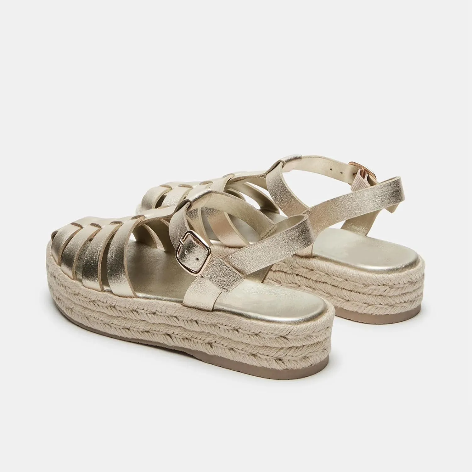 JORISTIMO Raffia Fisherman Sandals for Women Espadrille Round Toe Low Heel Wedges Gladiator Shoes with Buckle Beach