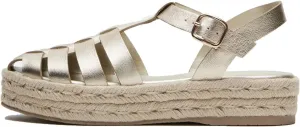 JORISTIMO Raffia Fisherman Sandals for Women Espadrille Round Toe Low Heel Wedges Gladiator Shoes with Buckle Beach