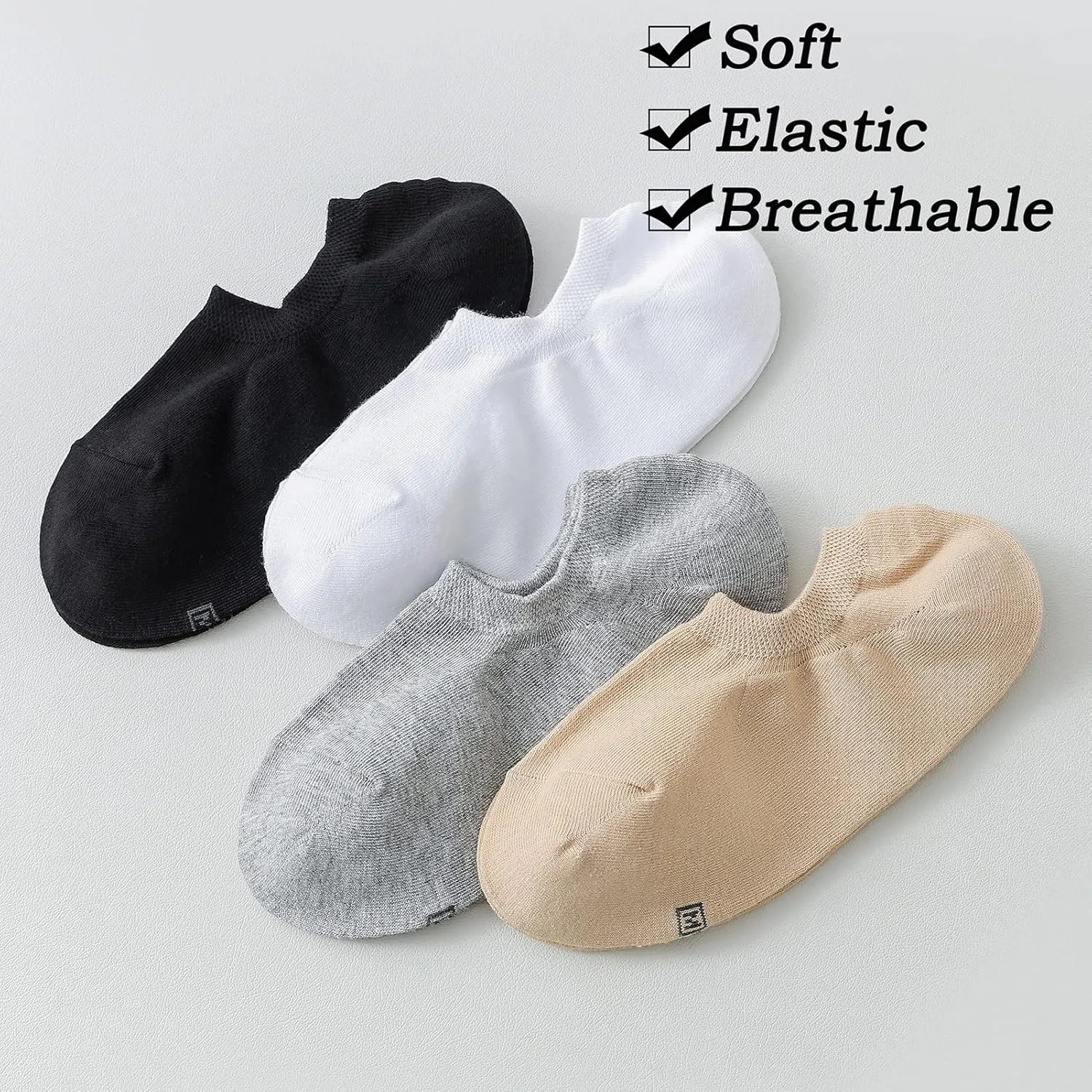 JORMATT No Show Socks Women Cotton Low Cut Flat Boat Liner Socks Non Slip 12 Pairs 6 Pairs