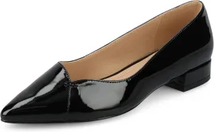 Journee Collection Womens Carmin Low Covered Block Heel Dress Flats Cushioned Pointed Toe Slip On Fashion Shoes