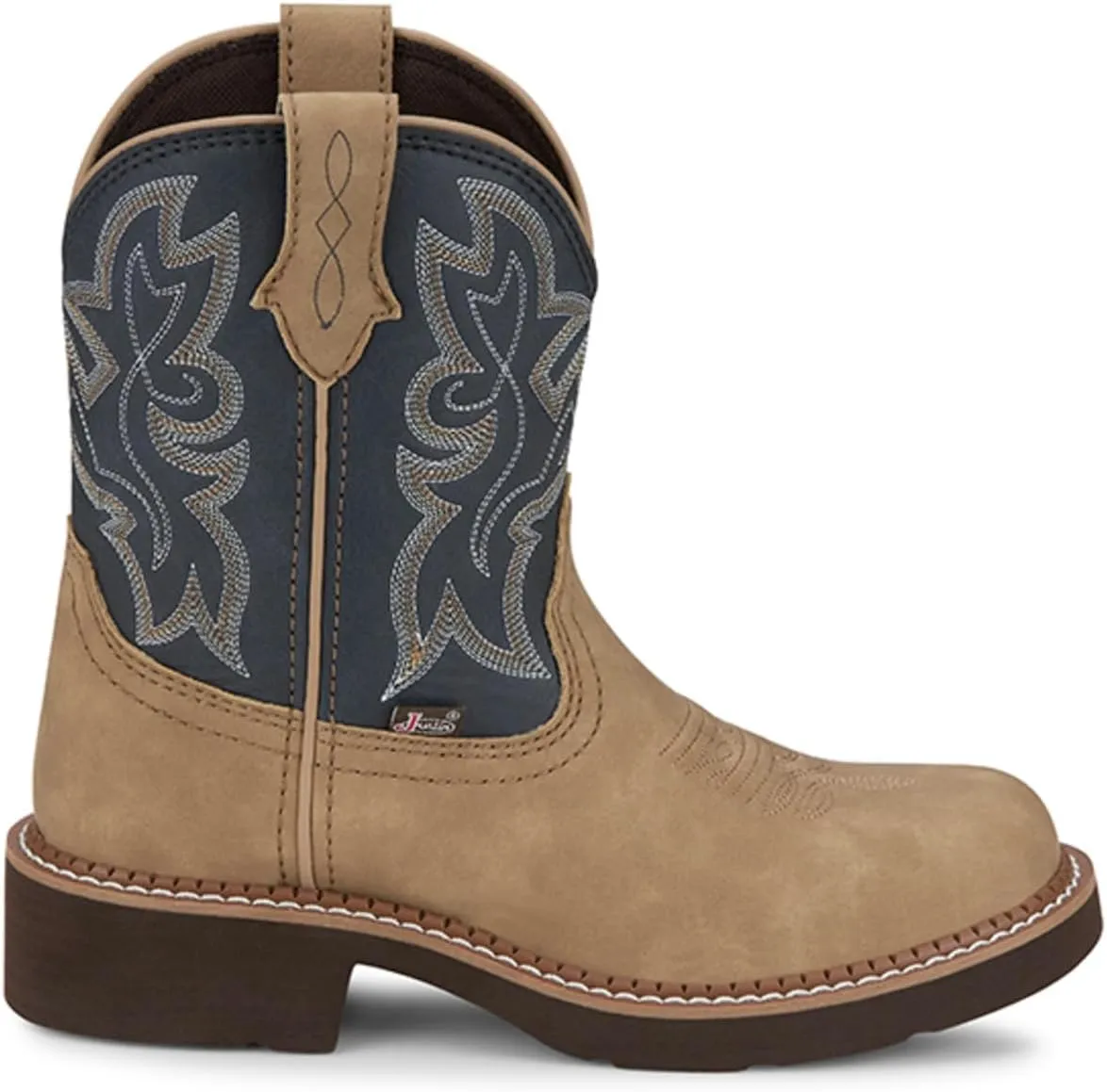 Justin Gypsy Kay 8” Cowboy Boots for Women - Premium Full-Grain Leather Women’s Cowgirl Boots with Removable Orthotic Footbed, Slip-Resistant Rubber Outsole