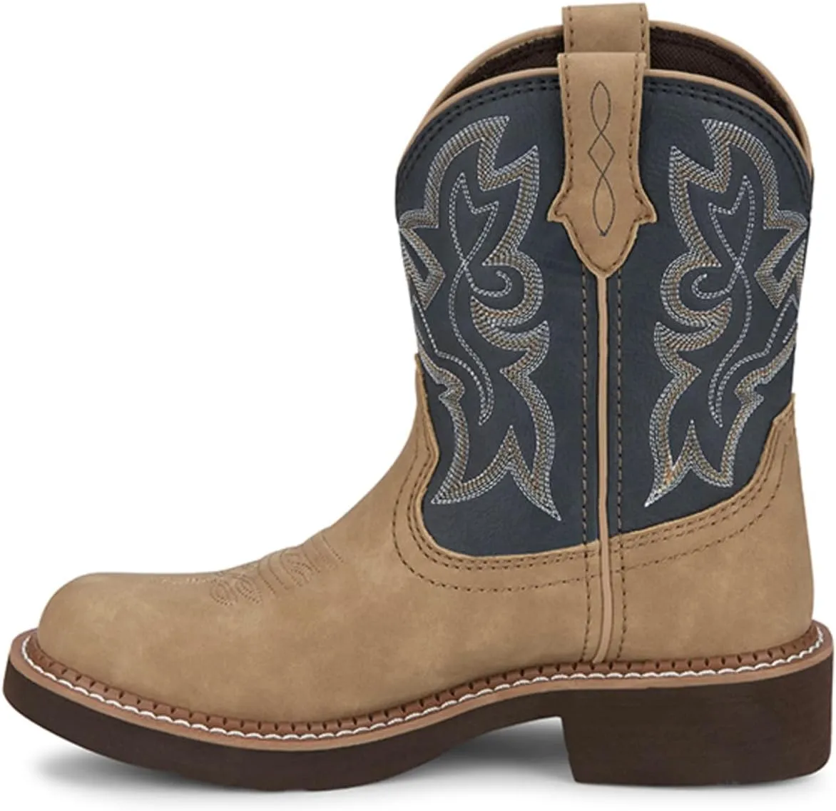 Justin Gypsy Kay 8” Cowboy Boots for Women - Premium Full-Grain Leather Women’s Cowgirl Boots with Removable Orthotic Footbed, Slip-Resistant Rubber Outsole
