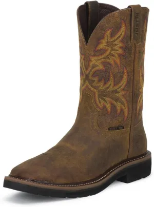 Justin Original Work Men's Stampede Steel Square Toe, Rugged Tan, 8.5 D US