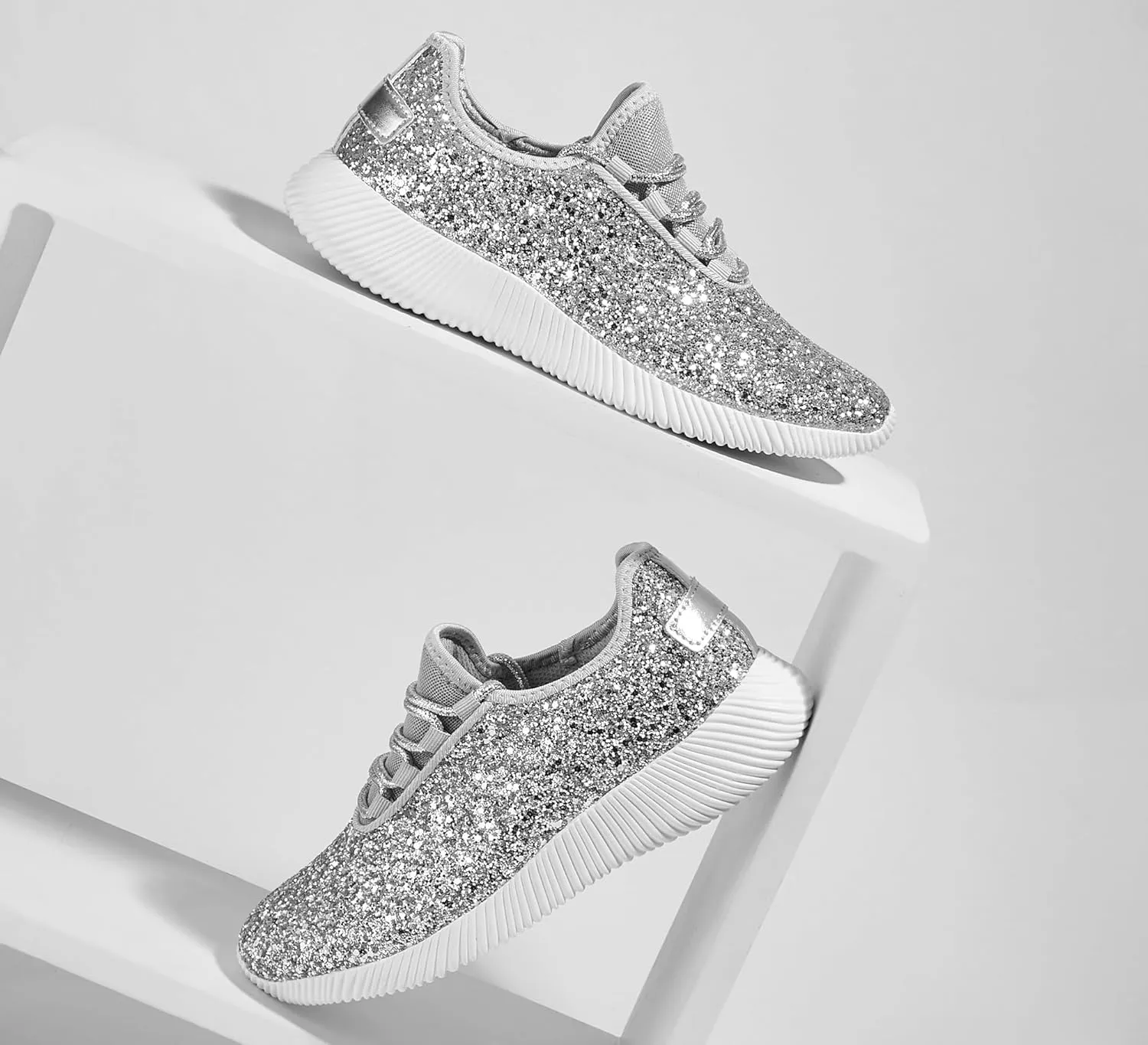 K KIP WOK Fashion Glitter Sneakers for Womens Silp On Running Shoes Lightweigt Tennis Walking Sneakers