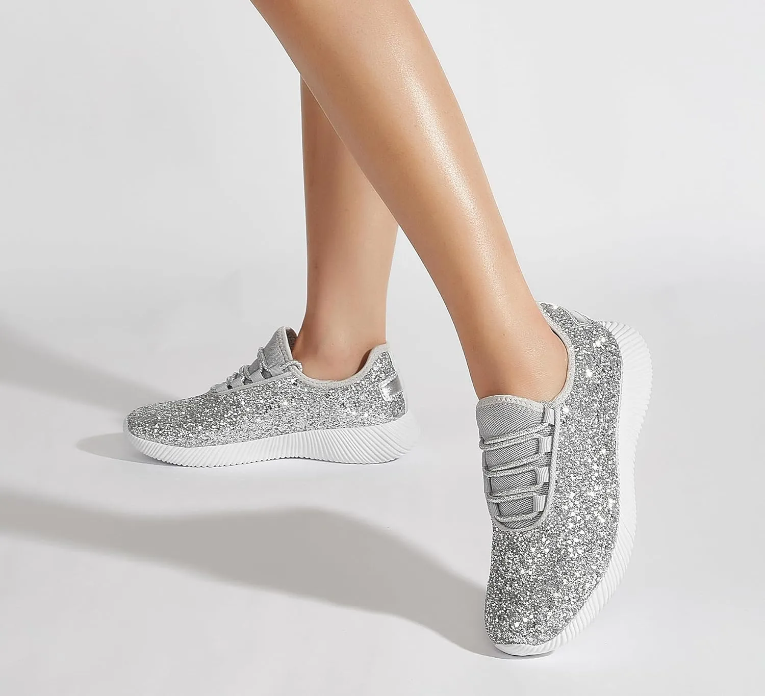 K KIP WOK Fashion Glitter Sneakers for Womens Silp On Running Shoes Lightweigt Tennis Walking Sneakers