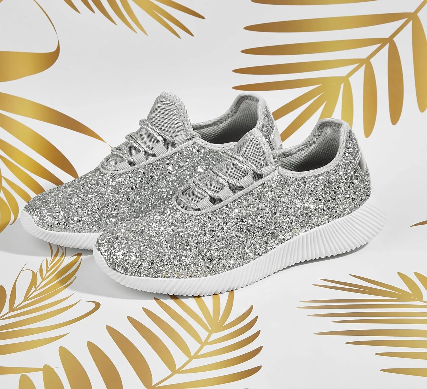 K KIP WOK Fashion Glitter Sneakers for Womens Silp On Running Shoes Lightweigt Tennis Walking Sneakers