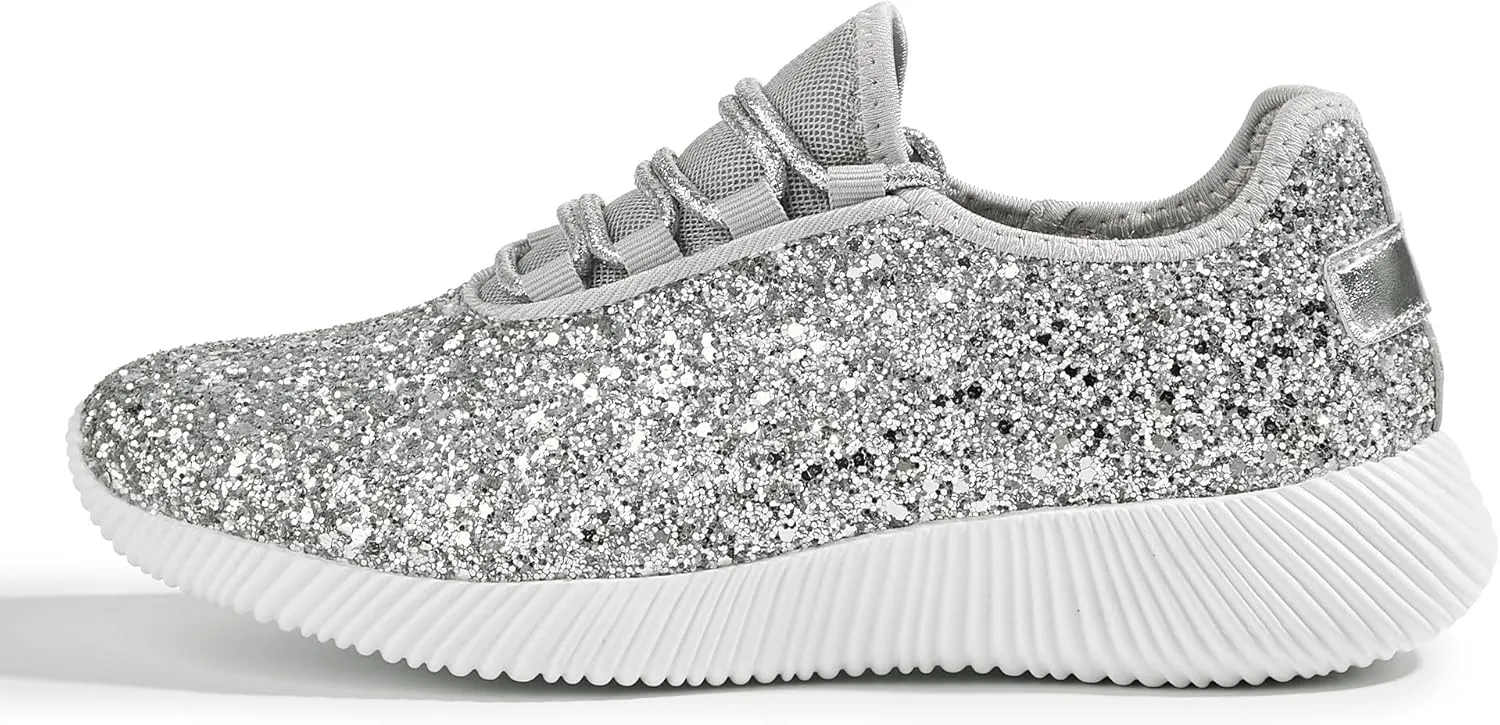 K KIP WOK Fashion Glitter Sneakers for Womens Silp On Running Shoes Lightweigt Tennis Walking Sneakers