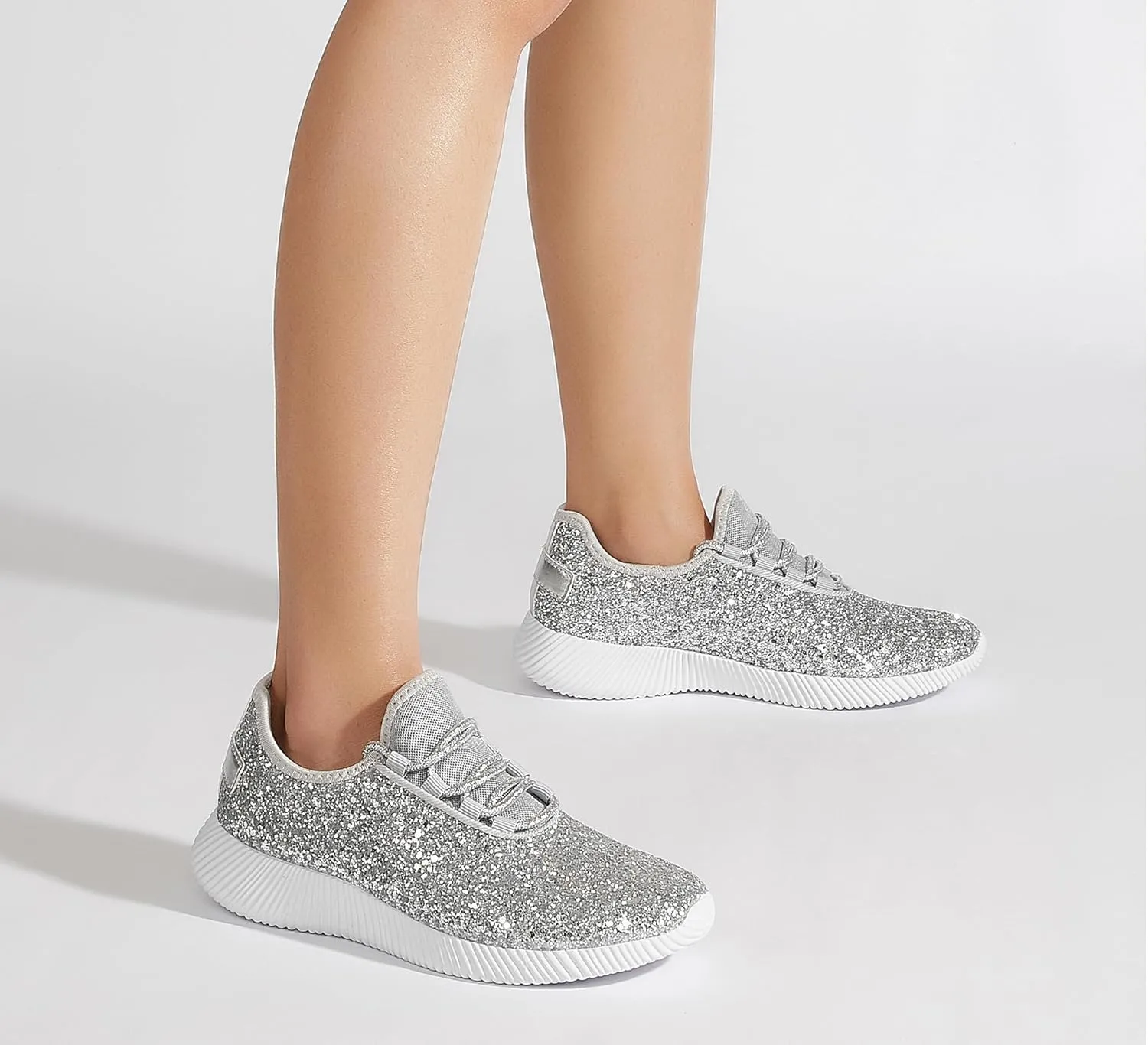 K KIP WOK Fashion Glitter Sneakers for Womens Silp On Running Shoes Lightweigt Tennis Walking Sneakers