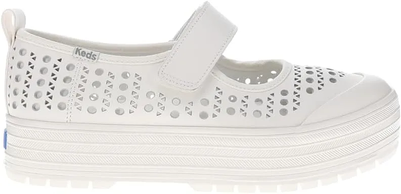 Keds Womens Mary Jane Perforated Sneakers Shoes Casual - White