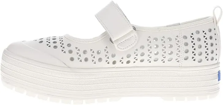Keds Womens Mary Jane Perforated Sneakers Shoes Casual - White