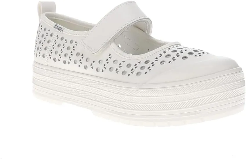 Keds Womens Mary Jane Perforated Sneakers Shoes Casual - White