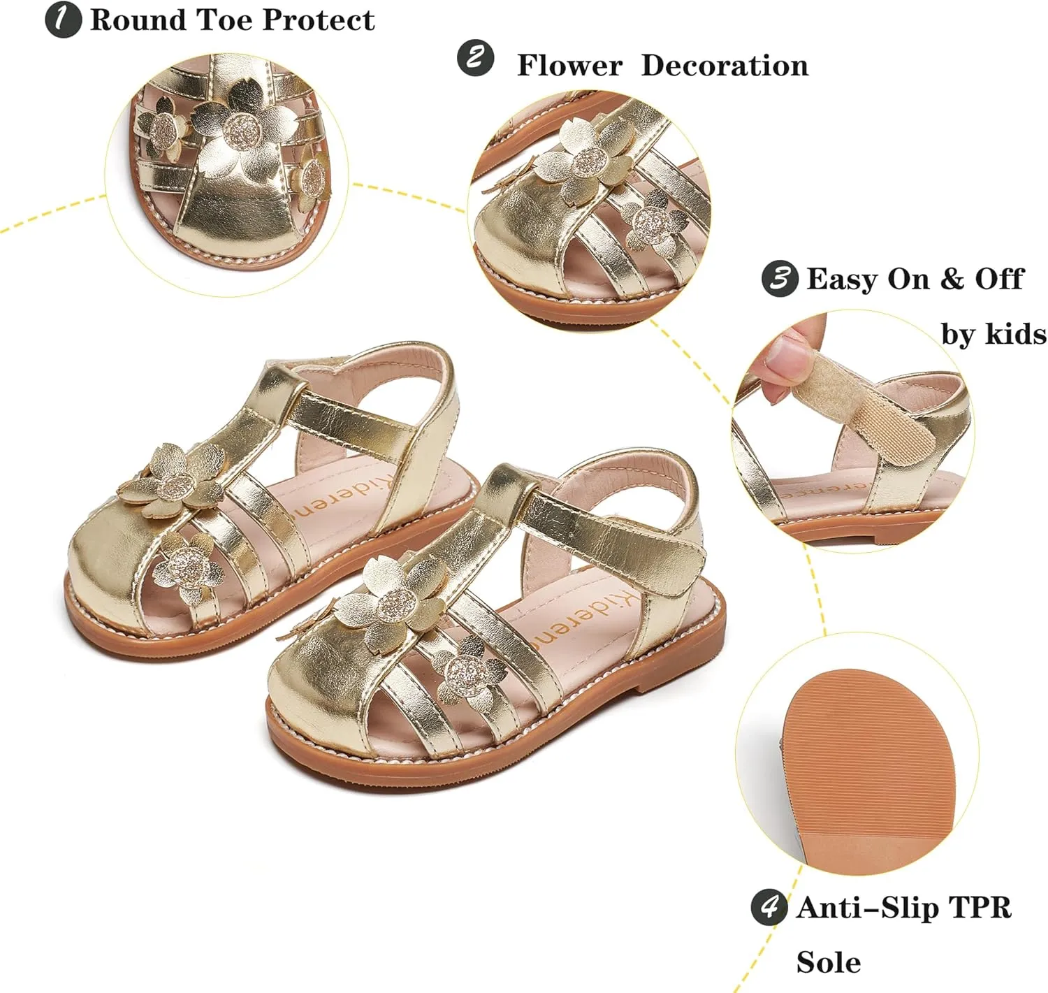 Kiderence Toddler Girls Sandals Little Girls Kids Summer Shoes Toddler Sandals