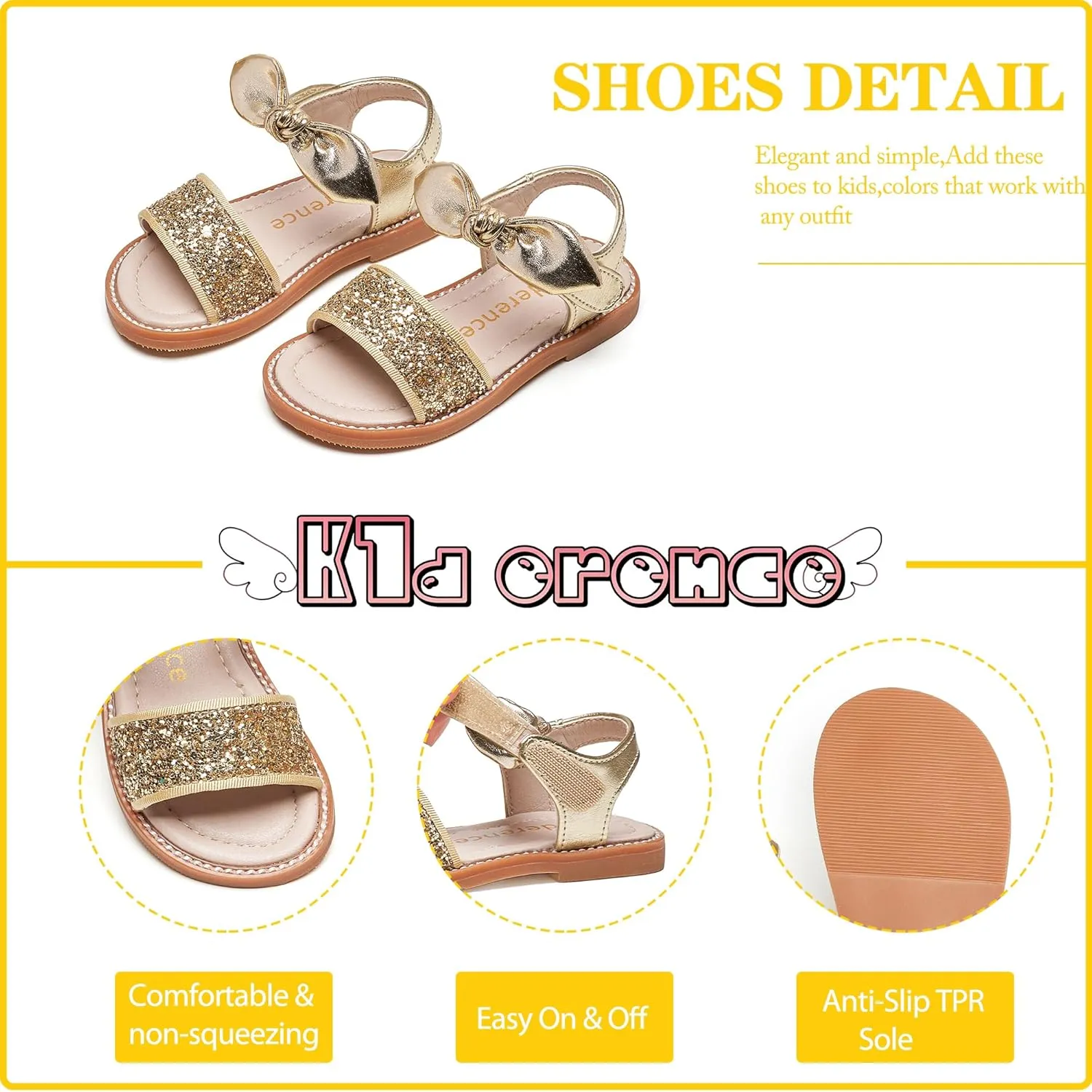 Kiderence Toddler Girls Sandals Little Girls Kids Summer Shoes Toddler Sandals