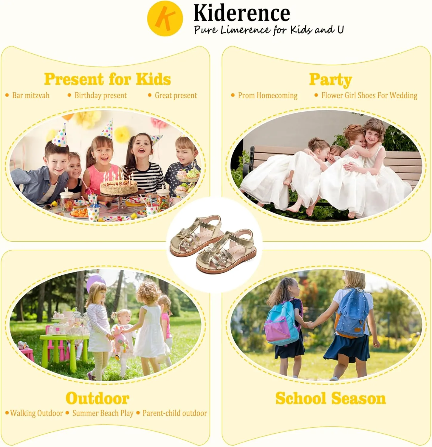 Kiderence Toddler Girls Sandals Little Girls Kids Summer Shoes Toddler Sandals