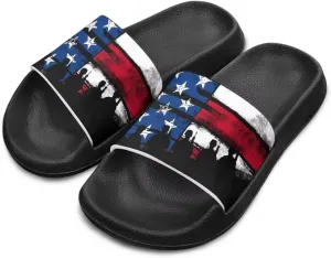Kids Open Toe Slide Sandals for Boys Girls Comfortable Indoor & Outdoor Shower Slippers Patriotic Shoes for Kids