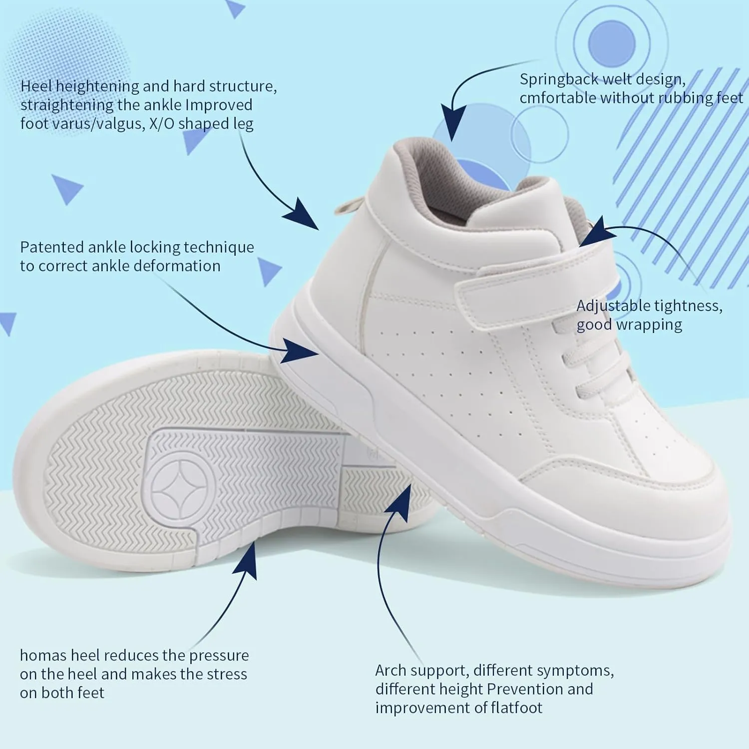 Kids Orthopedic Shoes with Ankle and Arch Support,Fashion Thick Sole Corrective Sneakers