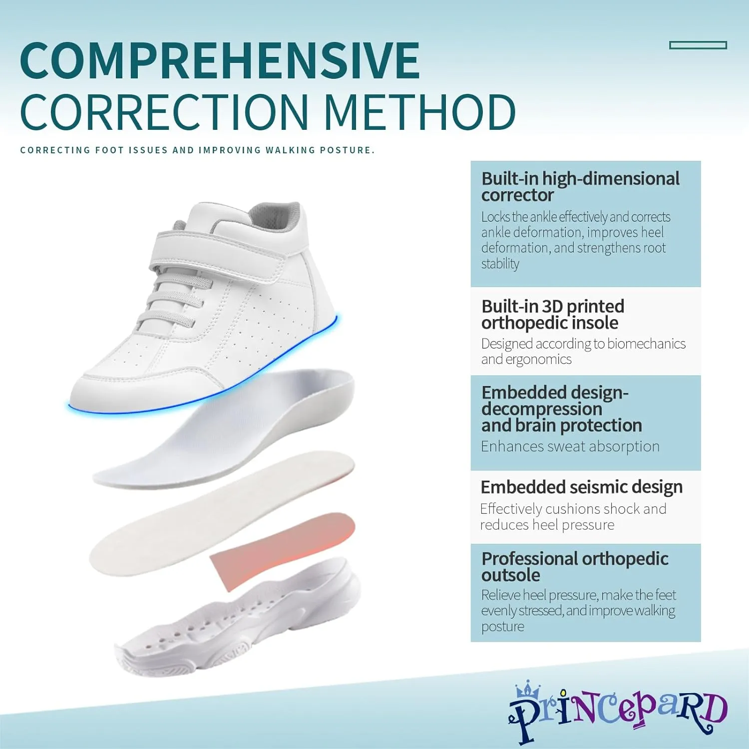 Kids Orthopedic Shoes with Ankle and Arch Support,Fashion Thick Sole Corrective Sneakers
