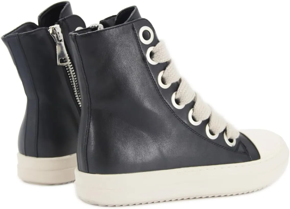 Kluolandi Fashion High Top Sneakers for Women Wide Lace Up Black White Platform Sneaker Shoes with Zipper