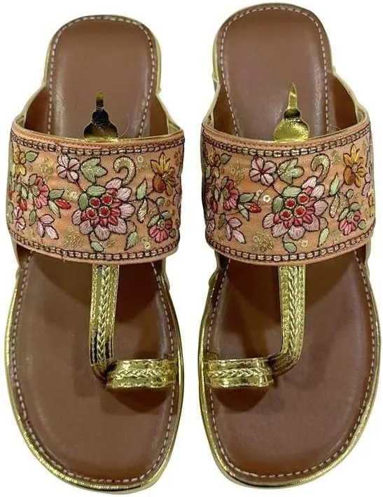 Kolhapuri Chappal For Women's Indian Flat Flip Flop Kolhapuri Sandals For Women Ethnic s Casual Mojaris
