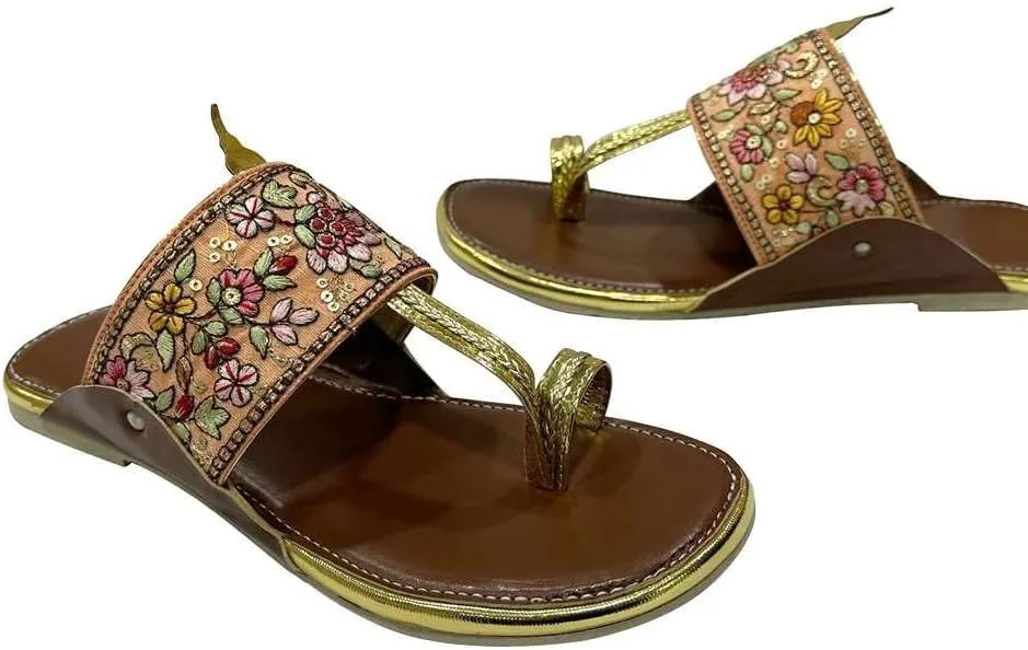 Kolhapuri Chappal For Women's Indian Flat Flip Flop Kolhapuri Sandals For Women Ethnic s Casual Mojaris