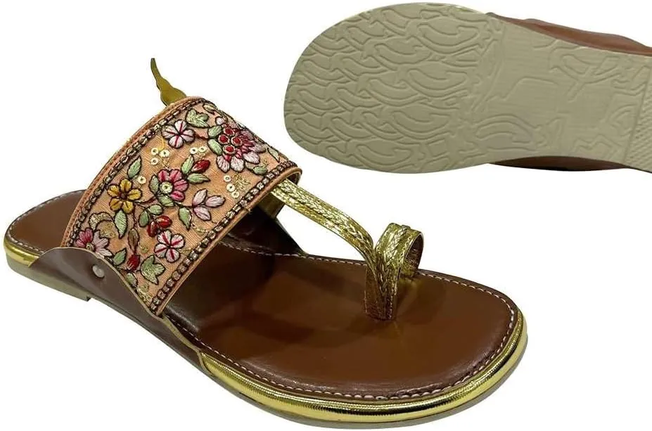 Kolhapuri Chappal For Women's Indian Flat Flip Flop Kolhapuri Sandals For Women Ethnic s Casual Mojaris