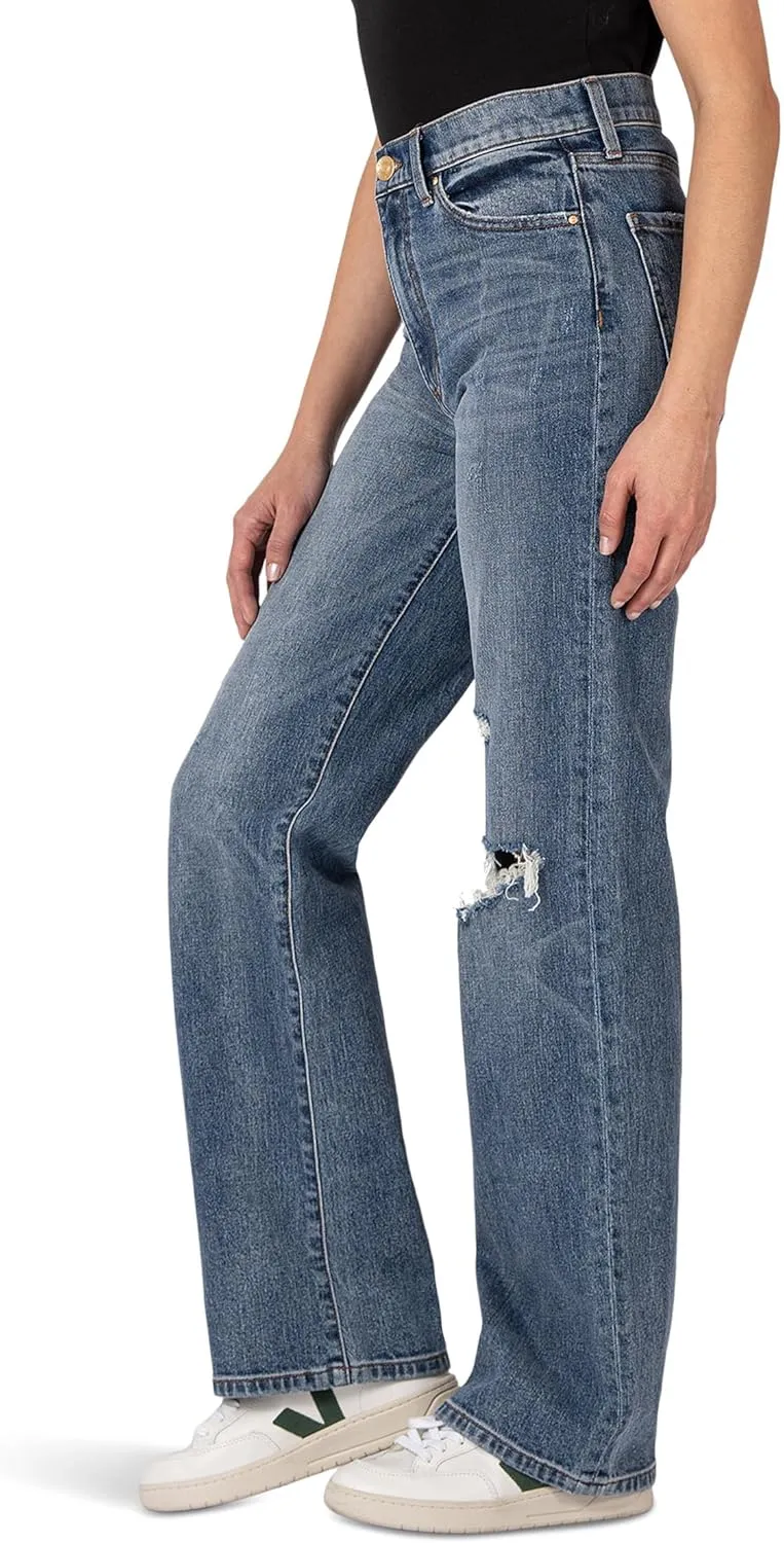 KUT from the Kloth Women's Sienna High-Rise Wide Leg-5 Pockets in Publicized