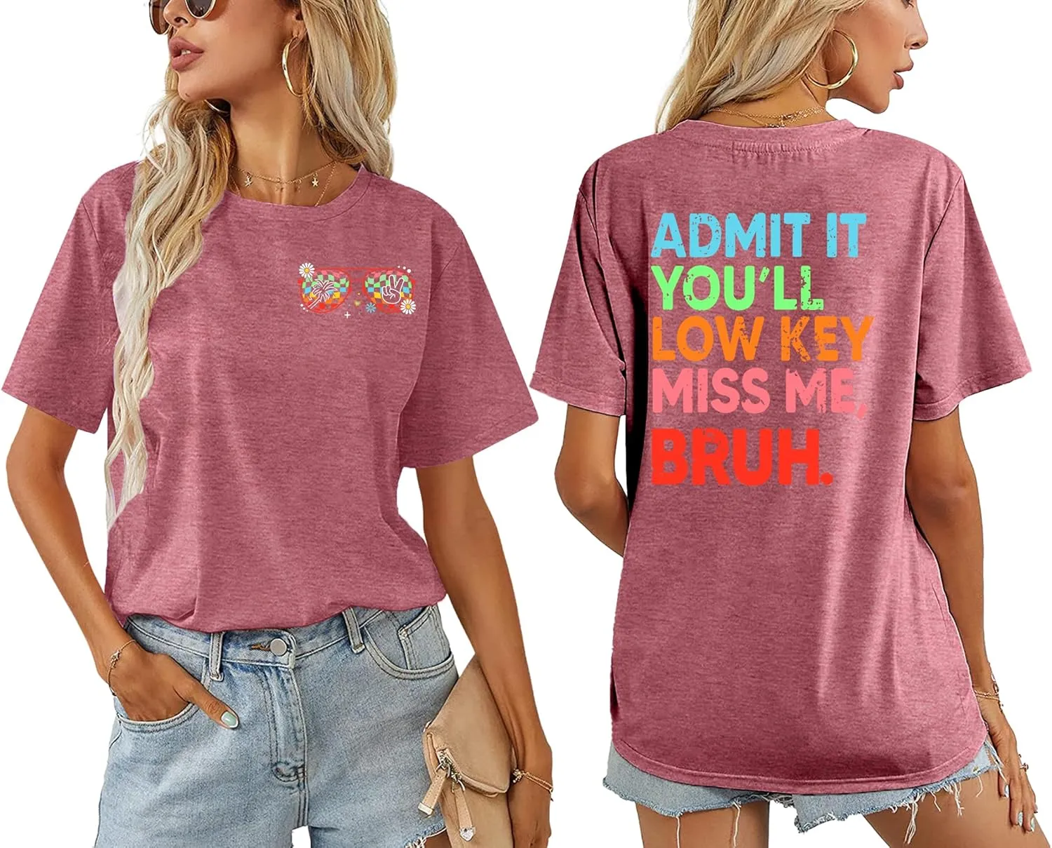 Last Day of School Teacher Shirt Women Bruh Teacher T-Shirt Admit It You'll Low Key Miss Me Bruh Vacation Tee Tops