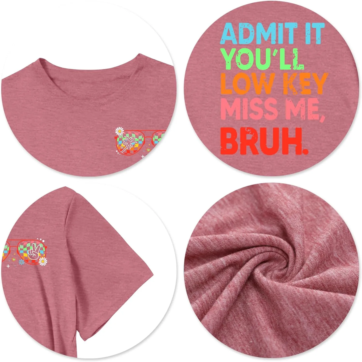Last Day of School Teacher Shirt Women Bruh Teacher T-Shirt Admit It You'll Low Key Miss Me Bruh Vacation Tee Tops
