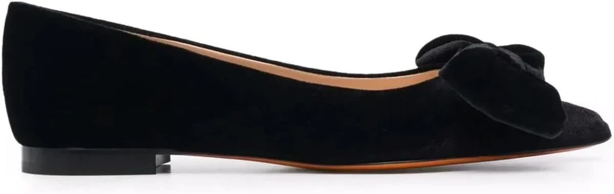 LEHOOR Women Bow Flats Pointed Toe Slip-on Flats Comfortable Velvet Ballet Flats 0.5 Inch Flat Heel Shoes Closed-Toe Dress Flats Cute Casual Drive Flats Office Ladies Work Daily Party Club 4-11 M US