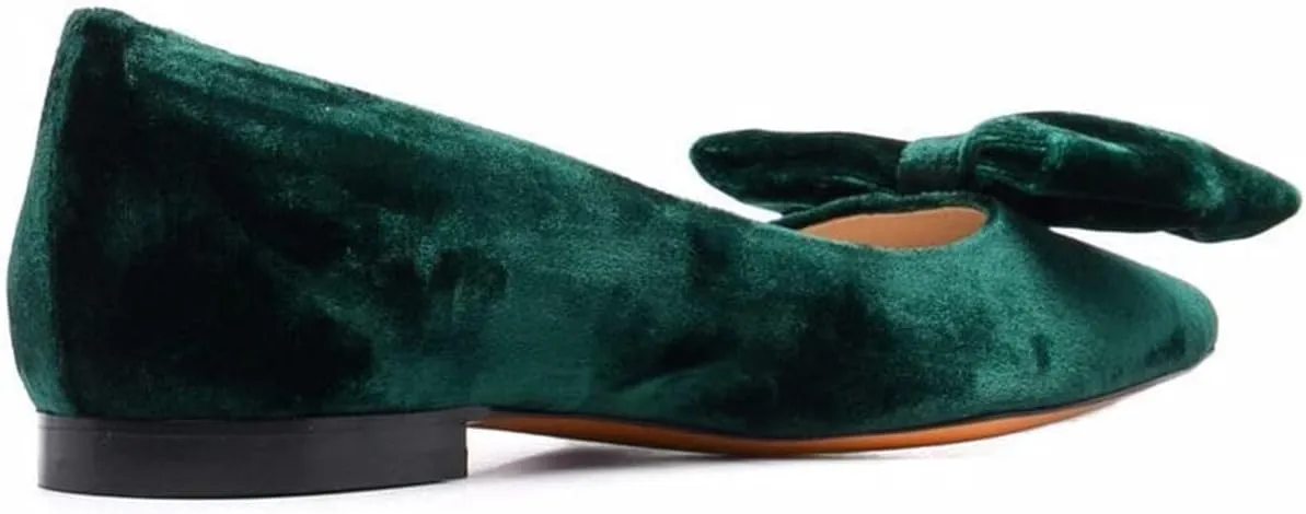 LEHOOR Women Bow Flats Pointed Toe Slip-on Flats Comfortable Velvet Ballet Flats 0.5 Inch Flat Heel Shoes Closed-Toe Dress Flats Cute Casual Drive Flats Office Ladies Work Daily Party Club 4-11 M US