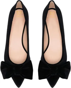 LEHOOR Women Bow Flats Pointed Toe Slip-on Flats Comfortable Velvet Ballet Flats 0.5 Inch Flat Heel Shoes Closed-Toe Dress Flats Cute Casual Drive Flats Office Ladies Work Daily Party Club 4-11 M US