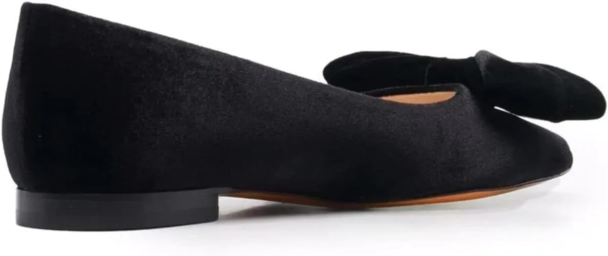 LEHOOR Women Bow Flats Pointed Toe Slip-on Flats Comfortable Velvet Ballet Flats 0.5 Inch Flat Heel Shoes Closed-Toe Dress Flats Cute Casual Drive Flats Office Ladies Work Daily Party Club 4-11 M US