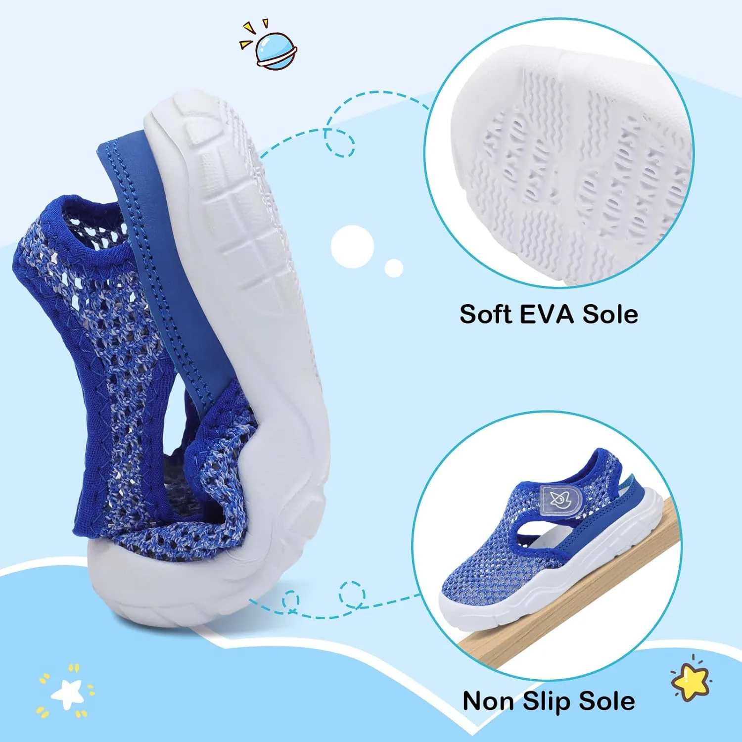 LeIsfIt Toddler Sandals Boys Girls Wide Sandals Kids Water Sandal Shoes Lightweight Barefoot Summer Shoes for Beach Swim