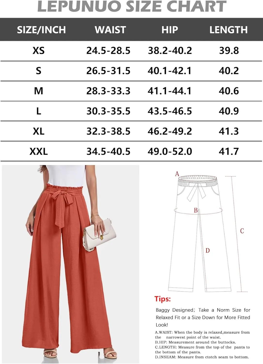 Lepunuo Wide Leg Pants for Women High Waisted Palazzo Pants Work Casual Flowy Tie Knot Trousers with Pockets