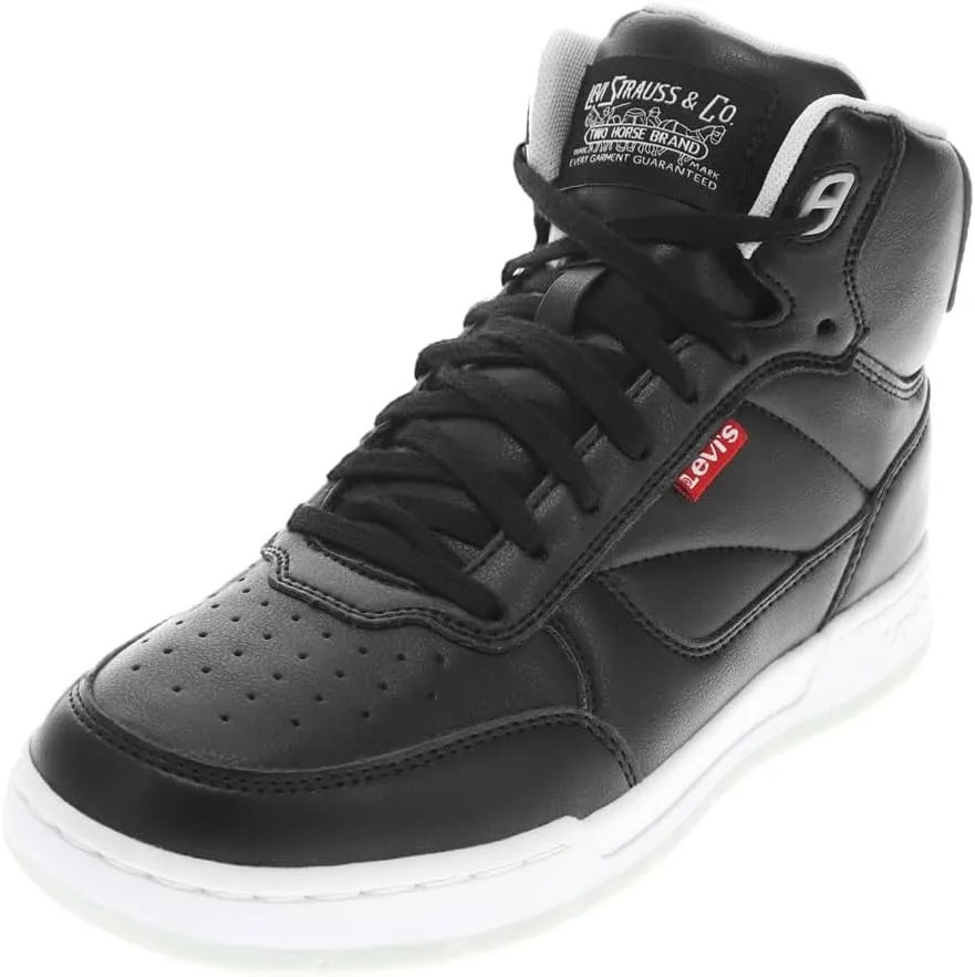 Levi's Womens Venice Synthetic Leather Casual High Top Sneaker Shoe, Black/Grey/Blue, 7.5 M