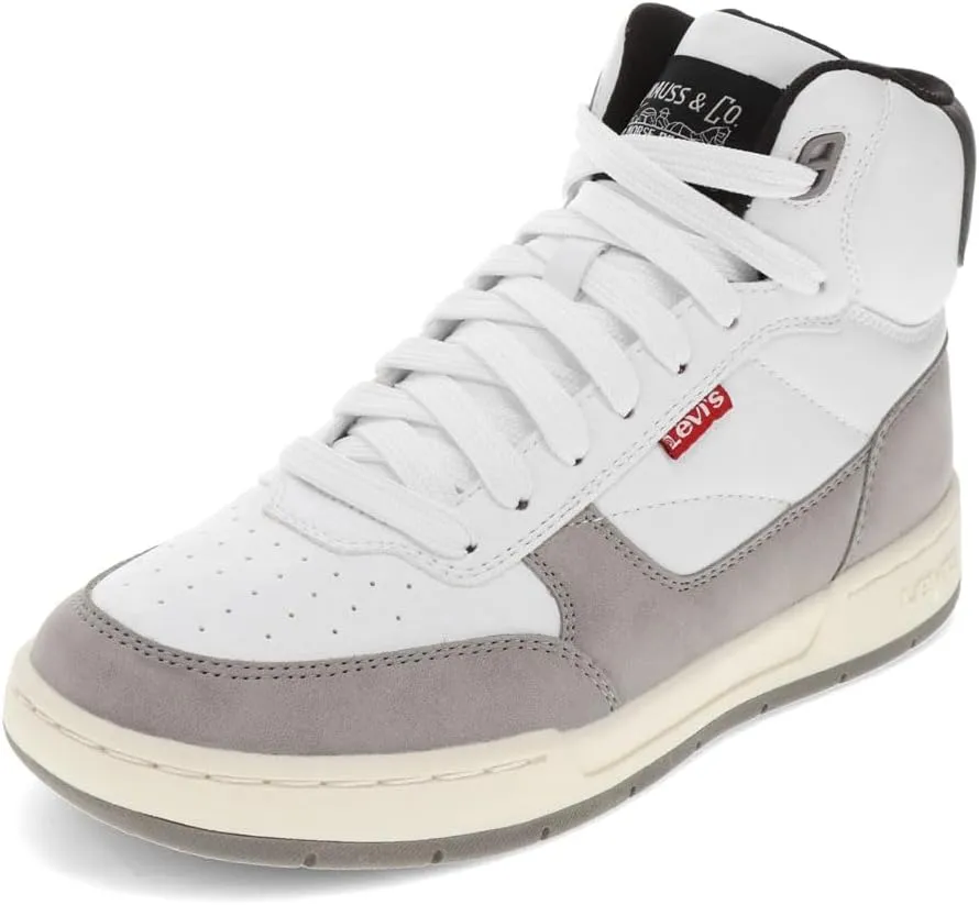Levi's Womens Venice Synthetic Leather Casual High Top Sneaker Shoe, White/Cement/Black, 6 M