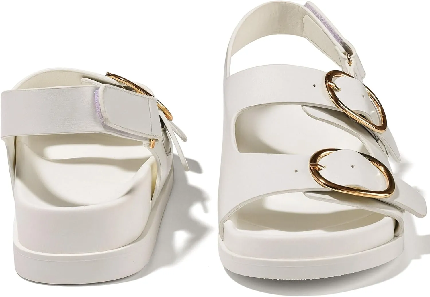 Lovee Cosee Flat Sandals for Women with Cushioned Footbed Open Toe Double Buckle Adjustable Hook-Loop Dress Summer Sandals Casual Beach Pool Party