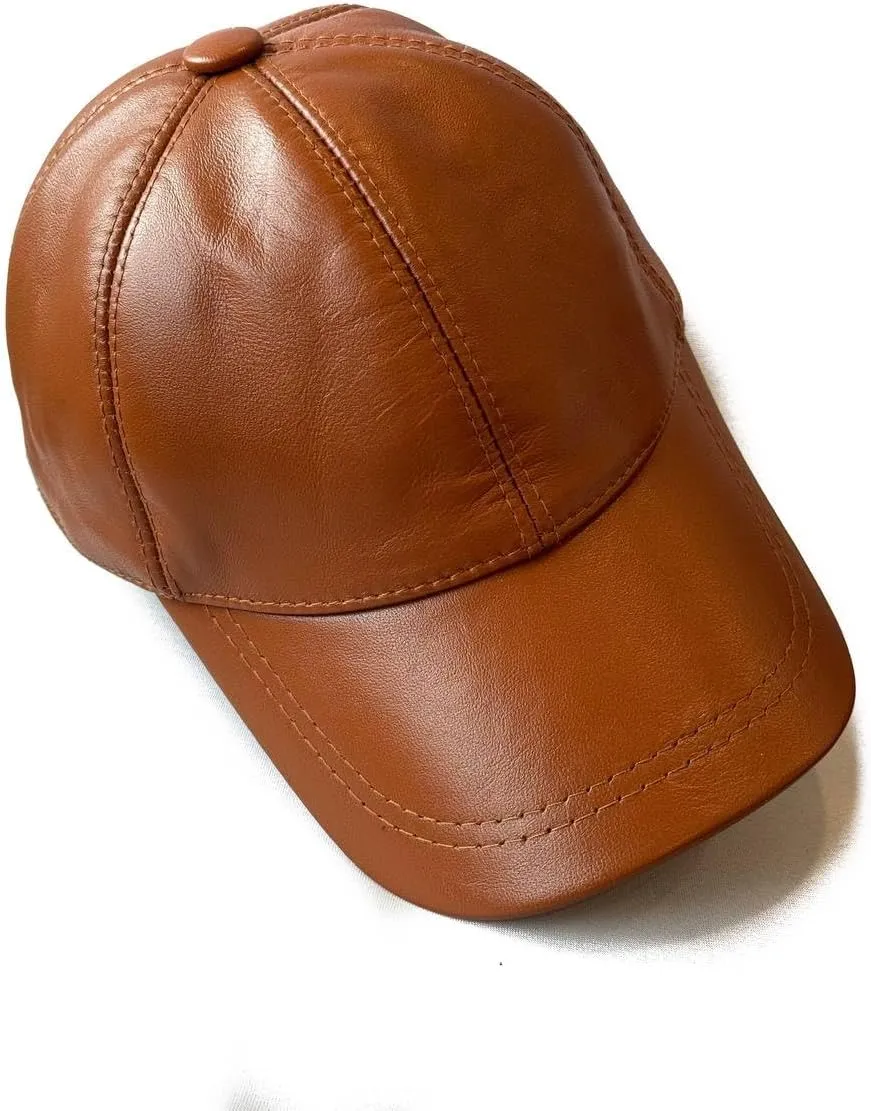 Lukkizara Genuine Real Lambskin Leather Unisex Baseball Cap - 100% Lambskin Adjustable