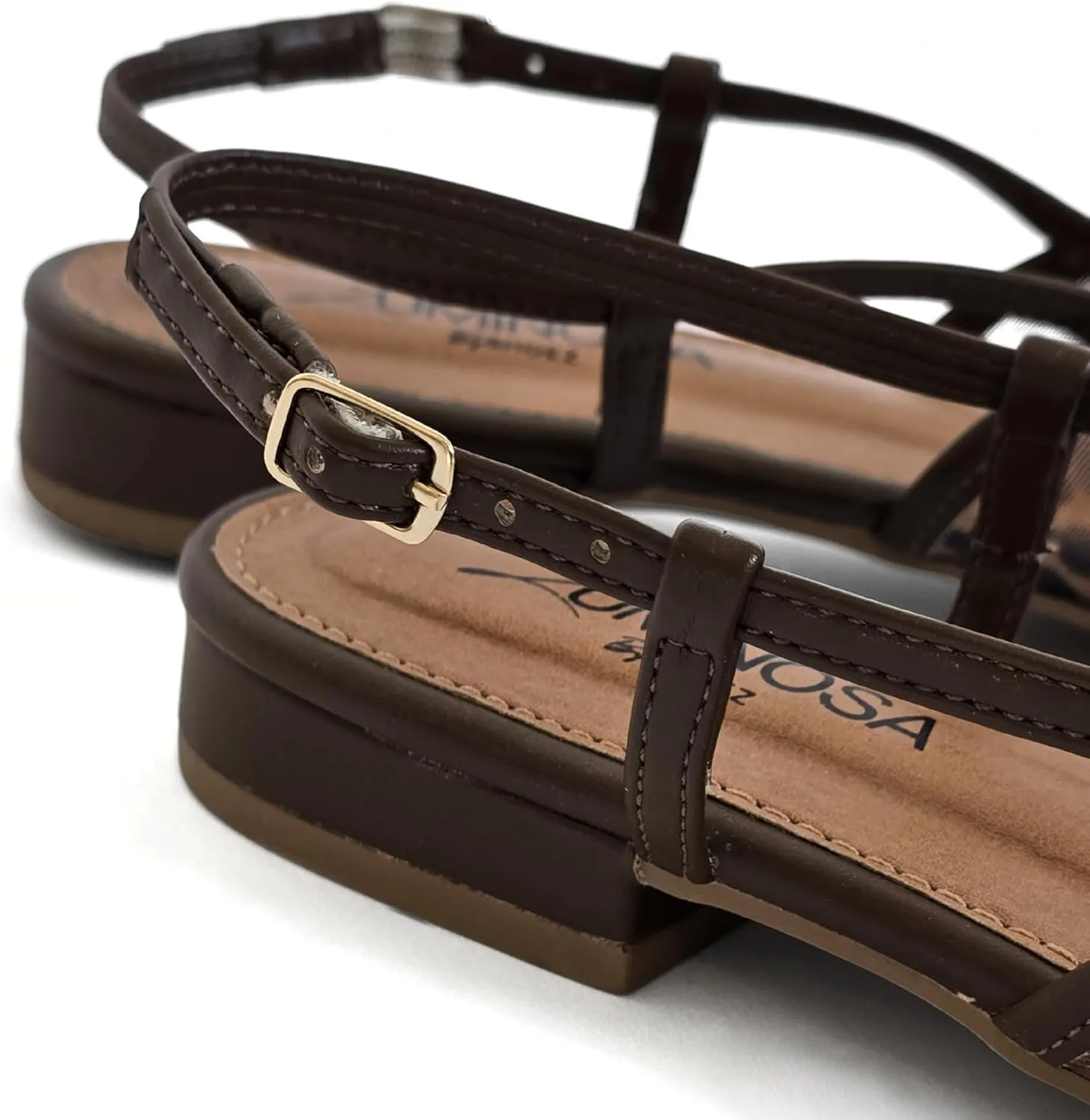 LUMINOSA Women’s Slingback Flats– Leopard Mesh with Brown Round Toe