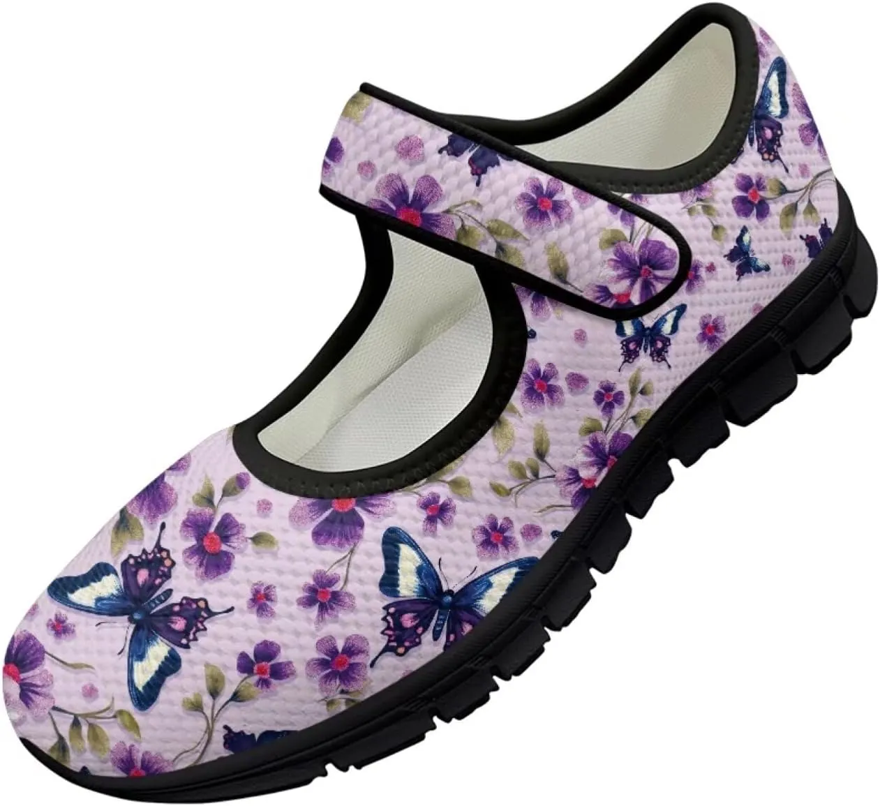 Mary Jane Sneakers Women's Walking Shoes Stylish Lady Breathable Adjustable Working Flat Shoes