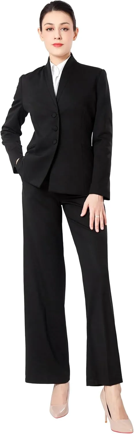 Marycrafts Women's Business Outfit Blazer Wide Leg Pant Suits Set for Work