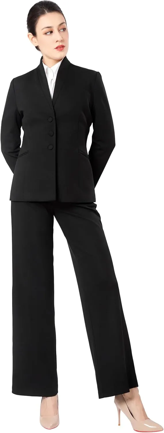 Marycrafts Women's Business Outfit Blazer Wide Leg Pant Suits Set for Work