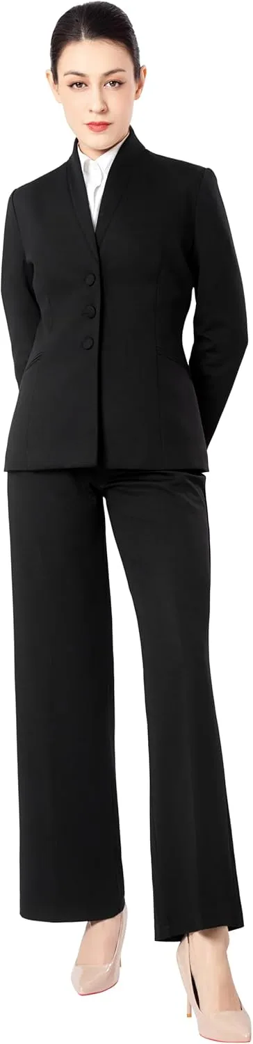 Marycrafts Women's Business Outfit Blazer Wide Leg Pant Suits Set for Work