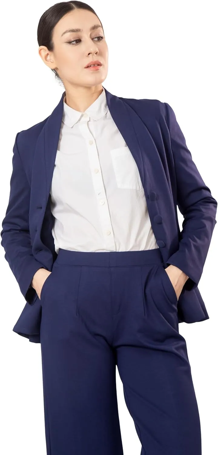 Marycrafts Women's Business Outfit Blazer Wide Leg Pant Suits Set for Work