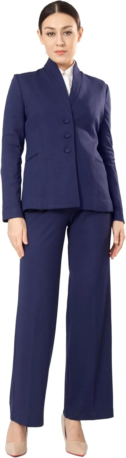 Marycrafts Women's Business Outfit Blazer Wide Leg Pant Suits Set for Work