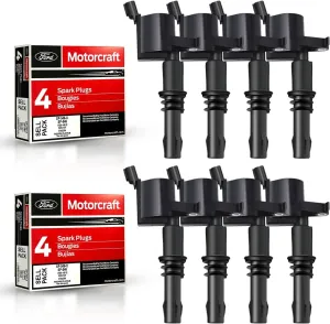 MAS Set of 8 Straight boot Ignition Coil Pack DG511& 8 Motorcraft Platinum Spark Plugs SP515 SP546 Compatible with Ford Expedition F150 F250 Super Duty Lincoln 3L3E12A366CA C1541 FD508 UF537
