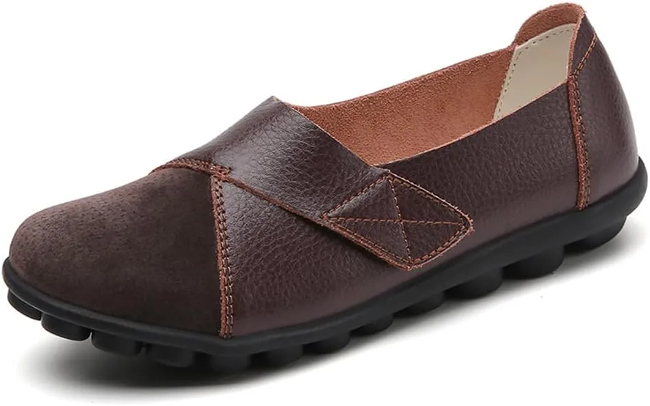 Maylrvjv Womens Loafers Slip On Leather Penny Shoes Casual Moccasin Boat Shoes