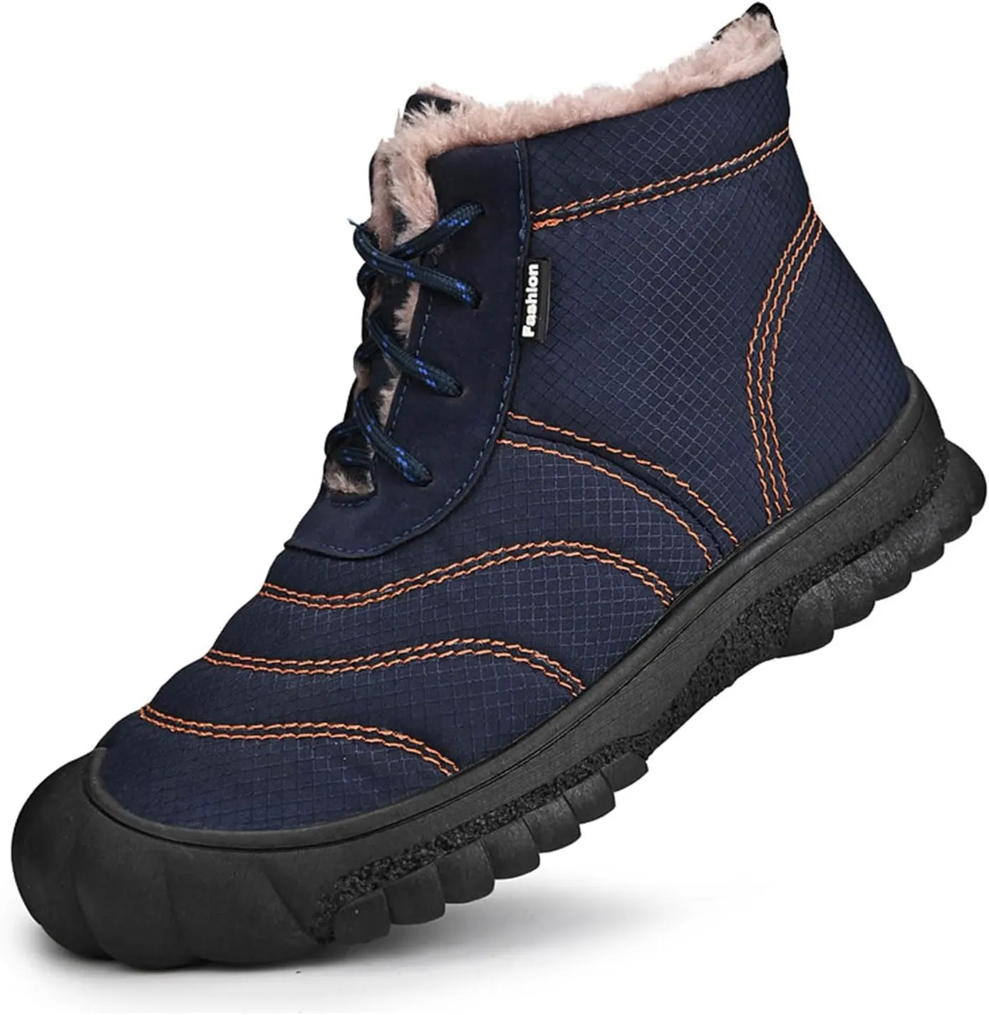 MEBAMY Men's Snow Boots Lightweight Black Hiking Winter Boots Fur Lined Anti-slip Cold Weather Shoes Furry Outdoor Snow Boot